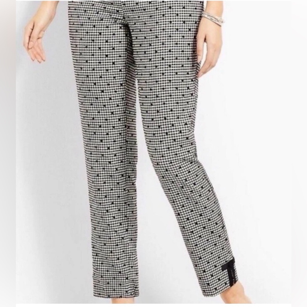 Talbots Wool Blend Gingham Polka Dot Ankle Pants Size 4 Petite